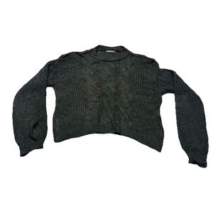 Boohoo Cropped Cable Knit Sweater‎ Womens M/L Made In Italy Acrylic Black